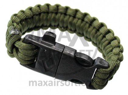 Paracord Bracelet Whistle/Flint OD